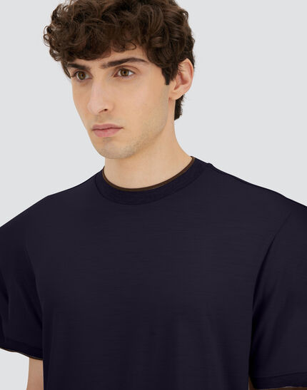 T-SHIRT IN SOFT WOOL JERSEY Navy Blue