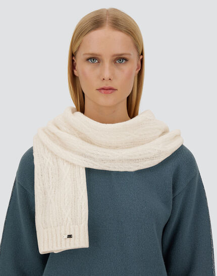 RESORT SCARF IN CABLE KNIT ALPACA WOOL Chantilly