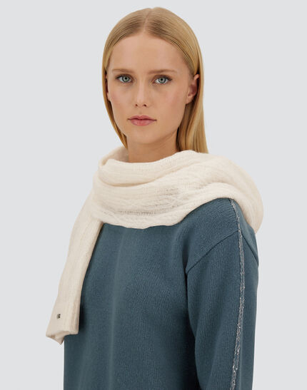 RESORT SCARF IN CABLE KNIT ALPACA WOOL Chantilly