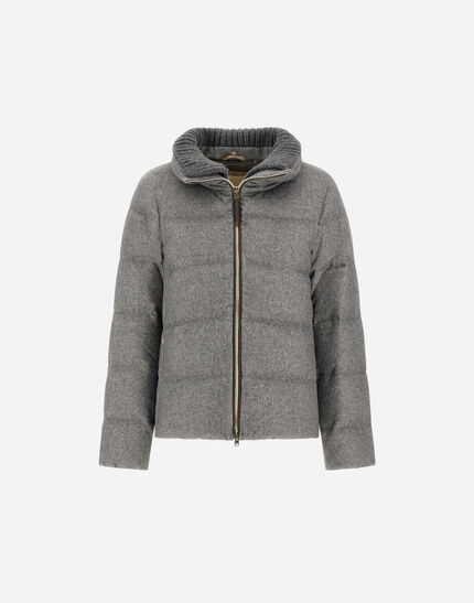 JACKET IN CASHMERE, SILK AND MONOGRAM Grey