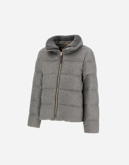 JACKET IN CASHMERE, SILK AND MONOGRAM Grey