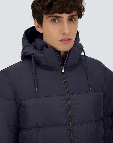 LONG JACKET IN NYLON CHAMONIX AND PURE WOOL CLOTH Navy Blue 3 LONG JACKET IN NYLON CHAMONIX AND PURE WOOL CLOTH Navy Blue