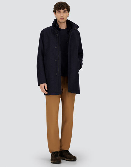 CARCOAT IN EASY WOOL AND LIGHT FAUX FUR Dark Blue