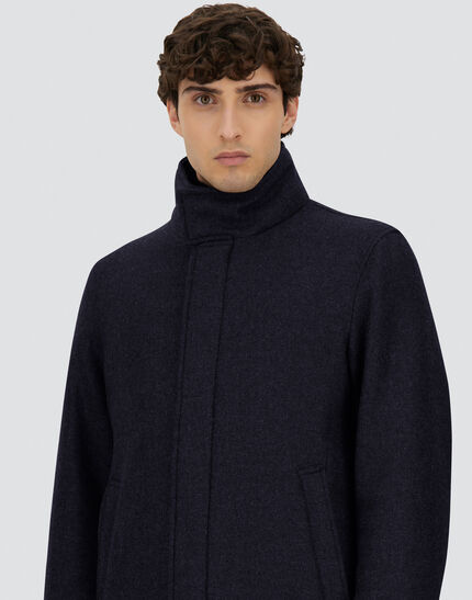 CARCOAT IN EASY WOOL AND LIGHT FAUX FUR Dark Blue