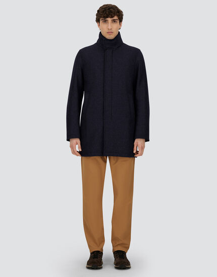 CARCOAT IN EASY WOOL AND LIGHT FAUX FUR Dark Blue