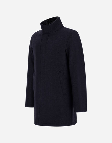 CARCOAT IN EASY WOOL AND LIGHT FAUX FUR Dark Blue