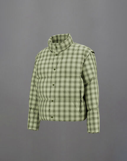 LAMINAR JACKET IN CHECK WOVEN Sage