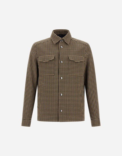 SHACKET IN HOUNDSTOOTH WOOL AND COTTON Blue/Military