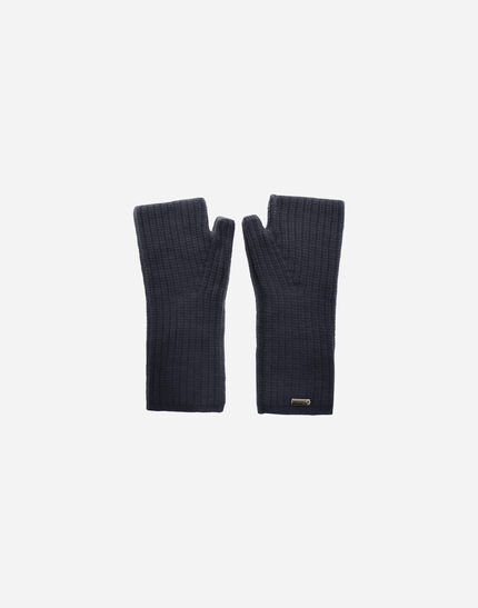 GLOVES IN COB STITCH CARDED WOOL Navy Blue