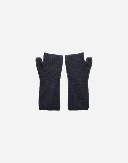 GLOVES IN COB STITCH CARDED WOOL Navy Blue