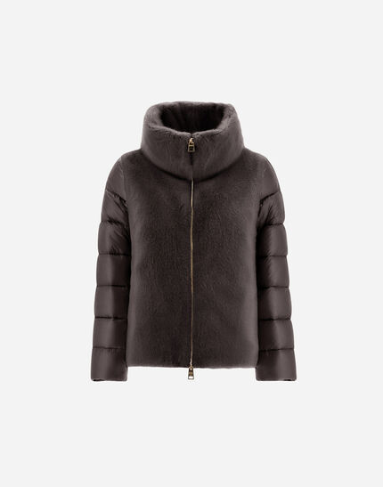 CAPE IN NYLON ULTRALIGHT AND LADY ALTERNATIVE FUR Grey