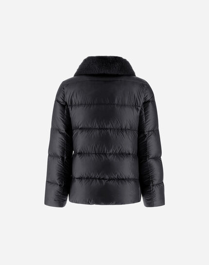 JACKET IN NYLON ULTRALIGHT AND LADY ALTERNATIVE FUR Black