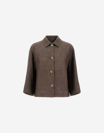 RESORT SHACKET IN NEW LINEN Dark Chocolate
