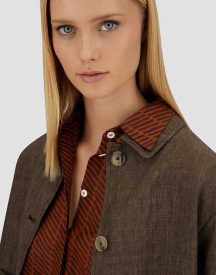RESORT SHACKET IN NEW LINEN Dark Chocolate