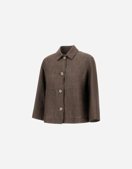 RESORT SHACKET IN NEW LINEN Dark Chocolate