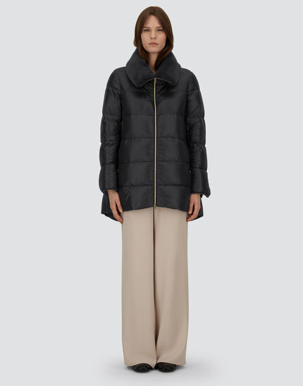 A-SHAPE JACKET IN NYLON ULTRALIGHT AND LADY ALTERNATIVE FUR Black 3 A-SHAPE JACKET IN NYLON ULTRALIGHT AND LADY ALTERNATIVE FUR Black