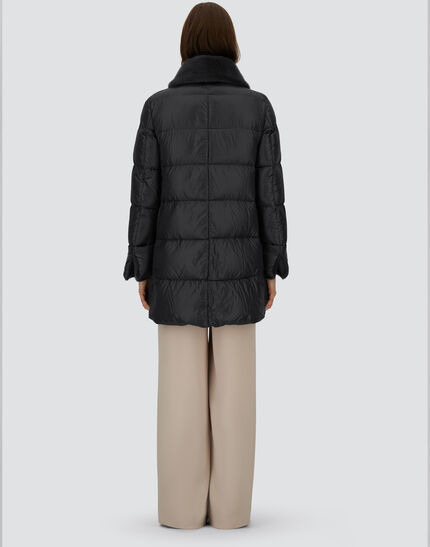 A-SHAPE JACKET IN NYLON ULTRALIGHT AND LADY ALTERNATIVE FUR Black 4 A-SHAPE JACKET IN NYLON ULTRALIGHT AND LADY ALTERNATIVE FUR Black
