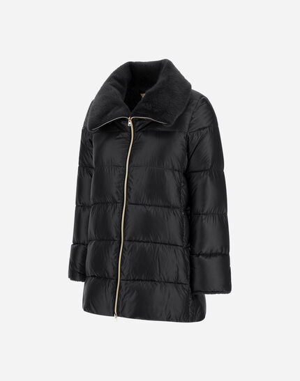 A-SHAPE JACKET IN NYLON ULTRALIGHT AND LADY ALTERNATIVE FUR Black 5 A-SHAPE JACKET IN NYLON ULTRALIGHT AND LADY ALTERNATIVE FUR Black