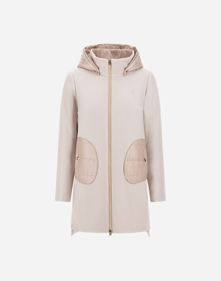 HOODED COAT IN ECOWOOL AND NYLON ULTRALIGHT Chantilly