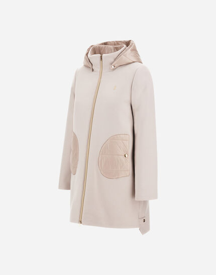 HOODED COAT IN ECOWOOL AND NYLON ULTRALIGHT Chantilly