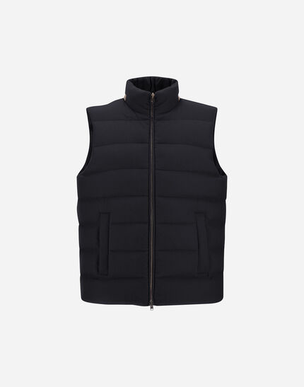 VEST IN CASHMERE, SILK AND MONOGRAM Navy Blue