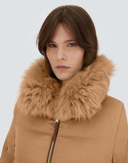 JACKET IN CASHMERE, SILK AND MONOGRAM Camel