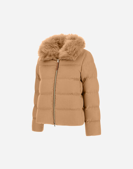 JACKET IN CASHMERE, SILK AND MONOGRAM Camel
