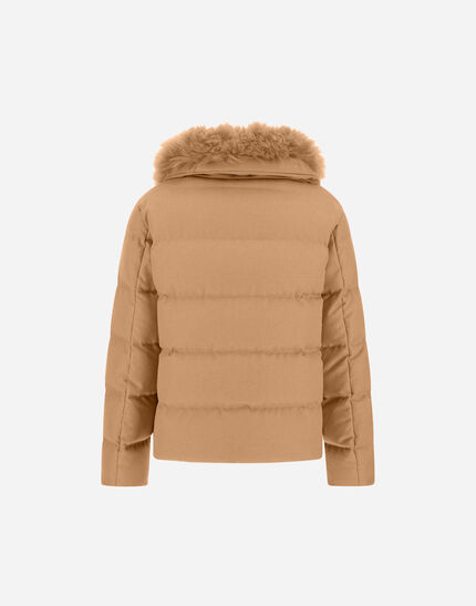 JACKET IN CASHMERE, SILK AND MONOGRAM Camel
