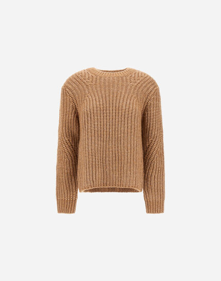 SWEATER IN COBBED BLOWN ALPACA WOOL Camel