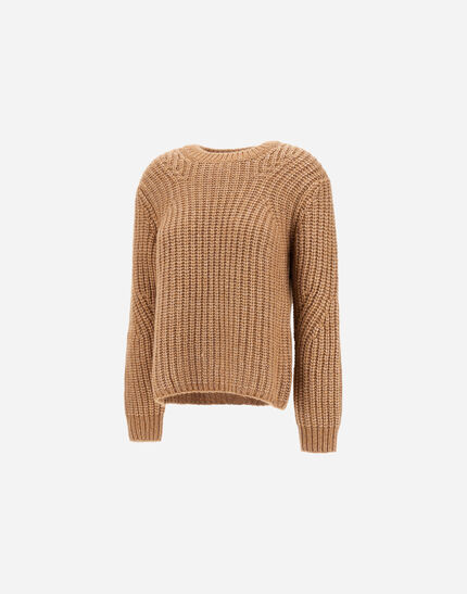 SWEATER IN COBBED BLOWN ALPACA WOOL Camel