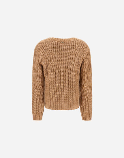 SWEATER IN COBBED BLOWN ALPACA WOOL Camel