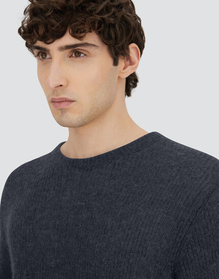 SWEATER IN COB STITCH ALPACA WOOL Navy Blue
