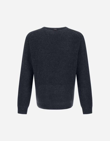 SWEATER IN COB STITCH ALPACA WOOL Navy Blue
