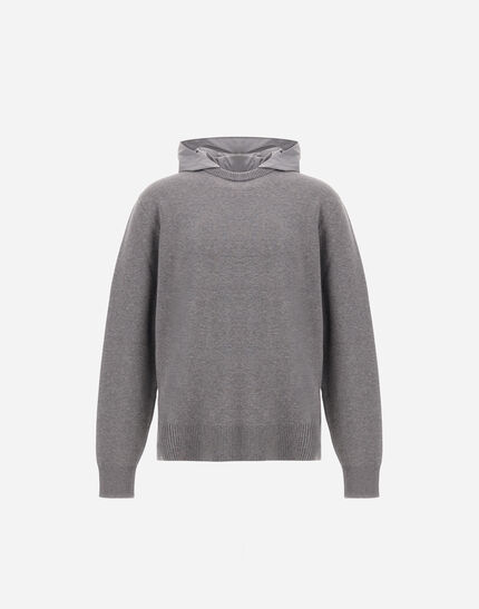 RESORT SWEATER IN DOUBLE COTTON KNIT AND TRAVEL NYLON PONENTE Grey 1 RESORT SWEATER IN DOUBLE COTTON KNIT AND TRAVEL NYLON PONENTE Grey