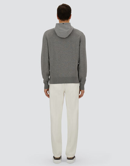 RESORT SWEATER IN DOUBLE COTTON KNIT AND TRAVEL NYLON PONENTE Grey 5 RESORT SWEATER IN DOUBLE COTTON KNIT AND TRAVEL NYLON PONENTE Grey