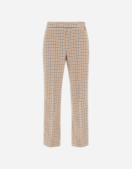 TROUSERS IN HOUNDSTOOTH WOOL AND COTTON Camel/Cream 1 TROUSERS IN HOUNDSTOOTH WOOL AND COTTON Camel/Cream