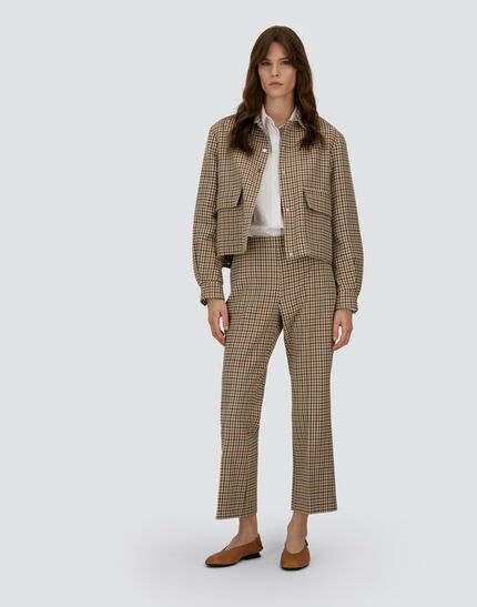 TROUSERS IN HOUNDSTOOTH WOOL AND COTTON Camel/Cream 2 TROUSERS IN HOUNDSTOOTH WOOL AND COTTON Camel/Cream