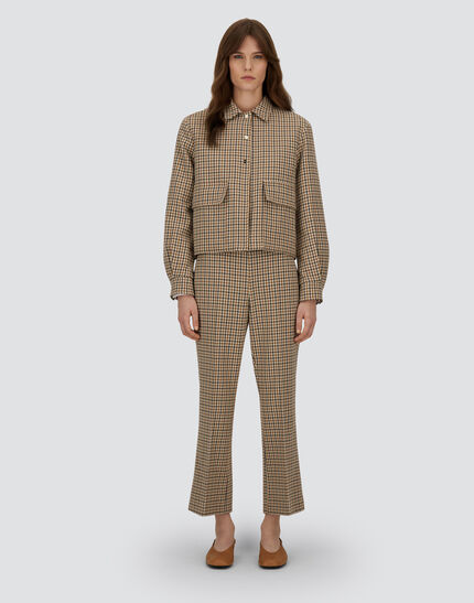 TROUSERS IN HOUNDSTOOTH WOOL AND COTTON Camel/Cream 4 TROUSERS IN HOUNDSTOOTH WOOL AND COTTON Camel/Cream