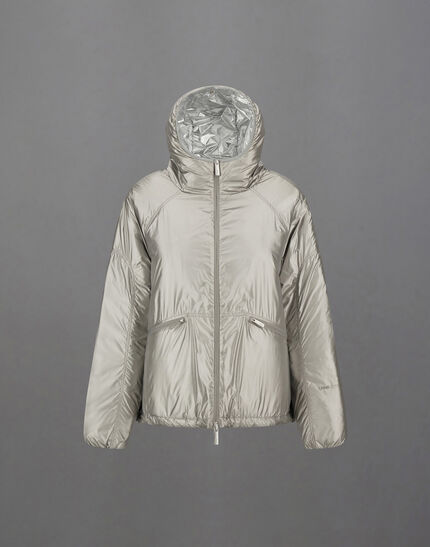 LAMINAR HOODED JACKET IN METALLIC SHIELD Silver