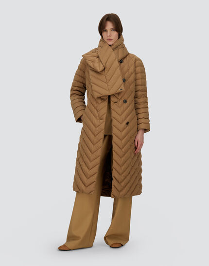 COAT IN SATIN Camel