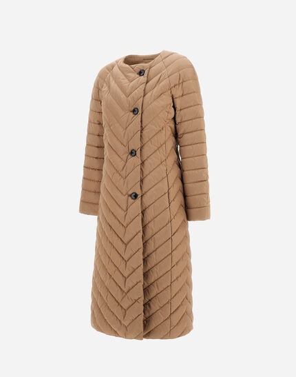 COAT IN SATIN Camel
