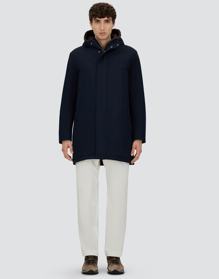 LONG PARKA IN KEYSTONE AND LIGHT FAUX FUR Navy Blue 4 LONG PARKA IN KEYSTONE AND LIGHT FAUX FUR Navy Blue