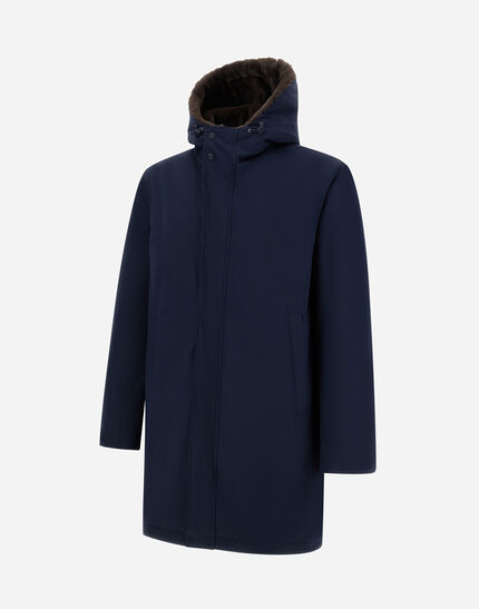 LONG PARKA IN KEYSTONE AND LIGHT FAUX FUR Navy Blue 6 LONG PARKA IN KEYSTONE AND LIGHT FAUX FUR Navy Blue
