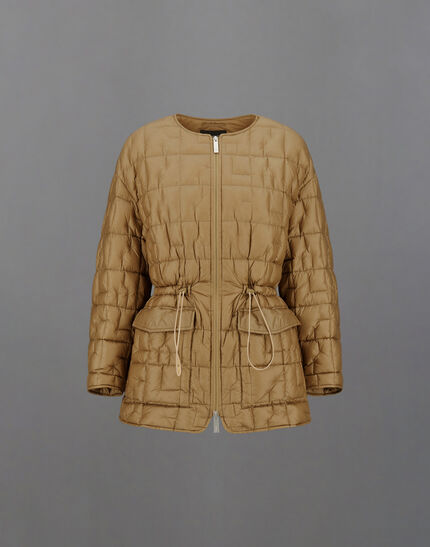 LAMINAR CREW-NECK JACKET IN QUILTED RIPSTOP Camel