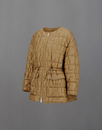 LAMINAR CREW-NECK JACKET IN QUILTED RIPSTOP Camel