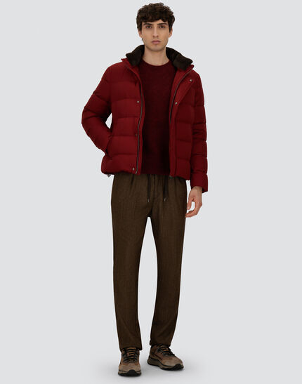 BOMBER JACKET IN ARENDELLE AND FAUX FUR Bordeaux