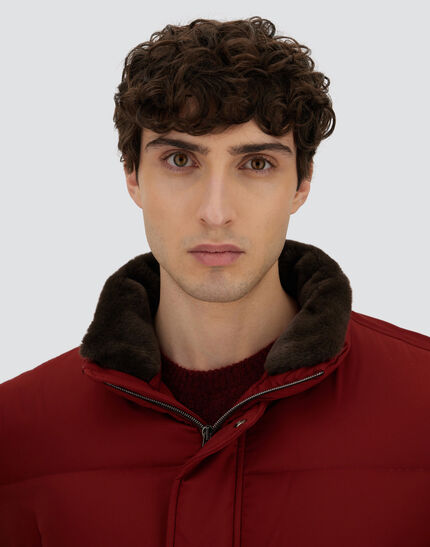 BOMBER JACKET IN ARENDELLE AND FAUX FUR Bordeaux