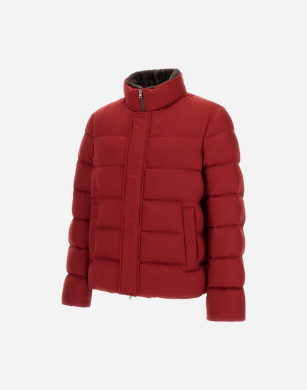 BOMBER JACKET IN ARENDELLE AND FAUX FUR Bordeaux