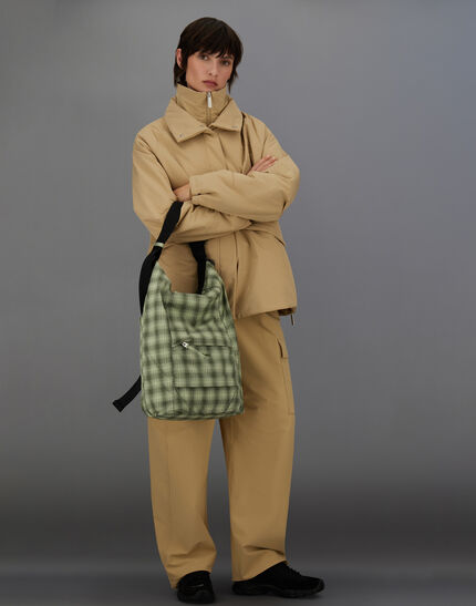 LAMINAR BAG IN CHECK WOVEN Sage