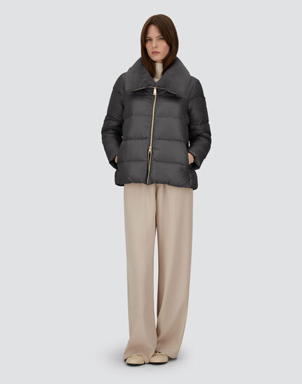 JACKET IN NYLON ULTRALIGHT AND LADY ALTERNATIVE FUR Grey